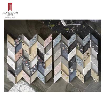 China Commercial Custom Foshan Color Rhombus Herringbone Terrazzo Floor Mosaic for sale