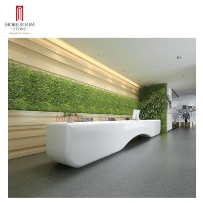 China Custom Solid Exterior Solid Surface Reception Countertops Pure Acrylic Front Desk Reception Countertops for sale