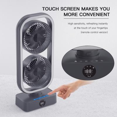 China Factory Hot Selling Rotatable Head 360 Angle Rotation Stand Fan Dual USB Fan Capacity 10000mAh Battery USB Fan Hand Fan for sale