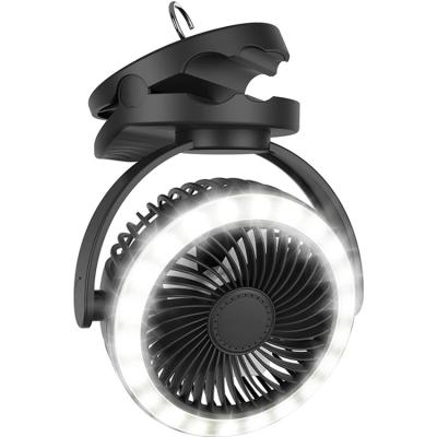 China 720 Â ° rotation through 360'; ° daily essential products 10000mAH timing adjustment 2400rpm portable fan adjustable clip fan lamp with kc for sale