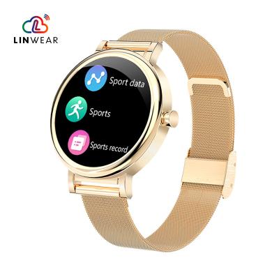 China High quality MP3 playback Linwear stainless steel woman smart smartwatch TFT IP68 waterproof OEM 2021 most popular smartwatch for IOS LW06 for sale