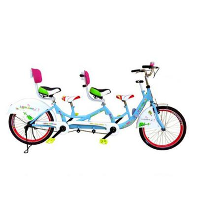 China Popular Hot Sale Surrey Pedal Aid 3 Person Pedal Frame Carbon Steel Tandem Bicycles Family Bicycles For Sale for sale