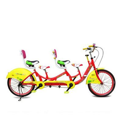 China Popular Wholesale Carbon Steel Frame Tandem Bikes Family Sightseeing Bicycles With Kids Seat for sale