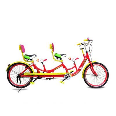 China Hot Selling Popular Carbon Steel Frame 3 Seats Pedal Assist Surrey Bikes Family Bicycles With Child Seat for sale