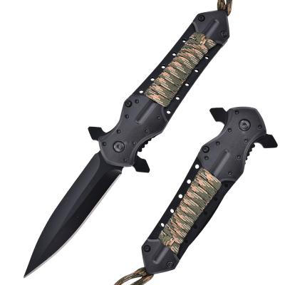 China Portable Non-variable Folding Knife Leg Hand Paracord Wilderness Outdoor Camping Survival Hunting Straight Knife for sale