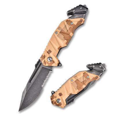 China Non-variable Outdoor Survival Folding Knife Camping Portable Pocket Knife With Aluminum Handle for sale