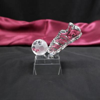 China Europe Sports Awards Theme Team Competition Prizes Football Awards Glass Crystal Trophy for sale