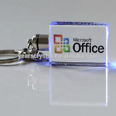 China Gift New Arrival Crystal Rectangle 3D Laser Company Custom Logo Keychains For Return Gift for sale