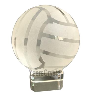 China Wholesale Europe Cheap Volleyball Custom Sports Awards K9 Volleyball Ball Glass Crystal Sphere For Souvenir for sale