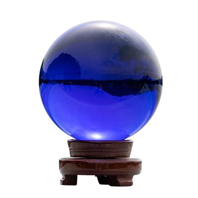 China Custom Made Big Size Blue Gemstone Europe Solid Blue Color Glass Sphere Crystal Ball for sale