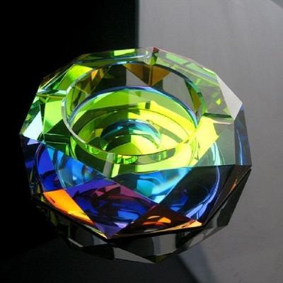 China Europe Style Colorful Octagon Crystal Glass Ashtray For Smoker for sale