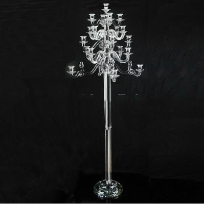 China Hot sale weddings tealight tall crystal candelabra candle holder glass table centerpieces for wedding for sale