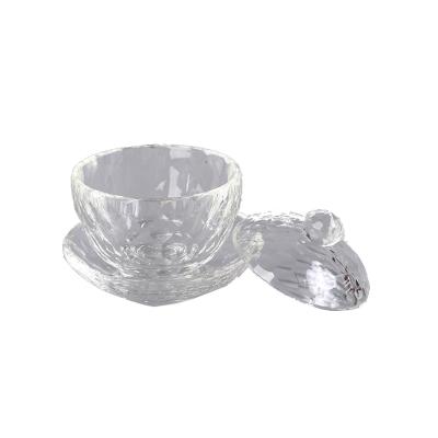 China New Arrival Stocked Nail Application Cup Dappen Dishes Small Crystal Glass Bowl With Cover for sale