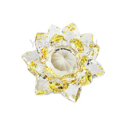 China Europe Years Crystal Pleochroic Yellow Glass Crystal Lotus Flower For Wedding Gifts for sale