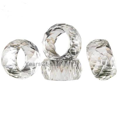 China Factory Stocked Table Running Decorative Diamond Wedding Party Glass Crystal Napkin Ring for sale