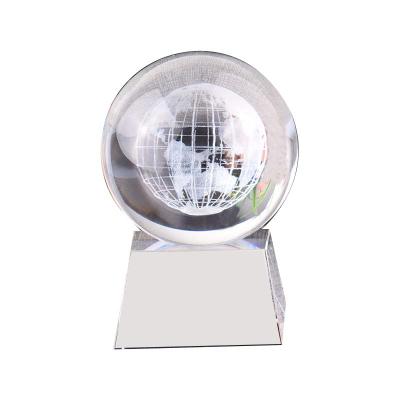 China China YearsCrystal 3d Laser World Globe Crystal Glass Sphere Display Paperweight Healing Meditation Globe Ball For Gift Creative Pocket for sale