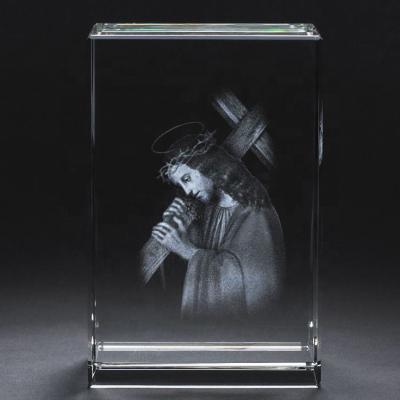 China Europe Crystal Glass Optical Laser Engraved Christianity Symbolic Cross R-1434 for sale