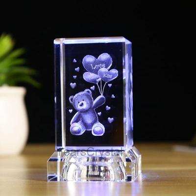 China China wholesale crystal 3d laser engraved bear for lover gifts R-0150 for sale