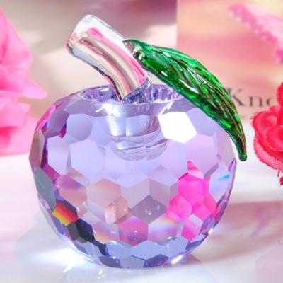 China China hotsale crystal apple opener christmas eve blue glass crystal apple for return gift for sale