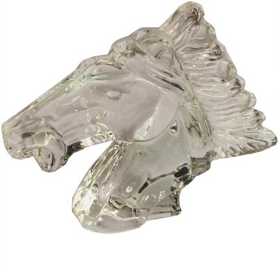 China Europe hotsale ornament head sculpture animal handmade art glass horse head crystal statues for sale