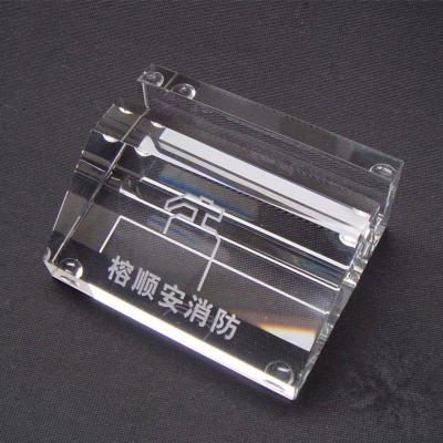 China Europe OEM Engraved Glass Desktop Square Crystal Business Card Holder Card Holder for sale