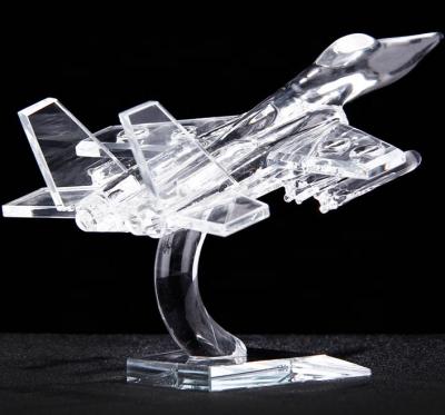 China Glass Europe Crystal Fighter Airplane Table Decoration For Airline Souvenir for sale