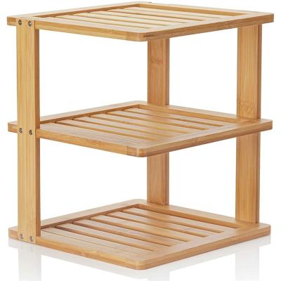 China Sustainable Bamboo Multifunctional Bathroom Shelf 5-Tier Storage Rack Shelving for sale