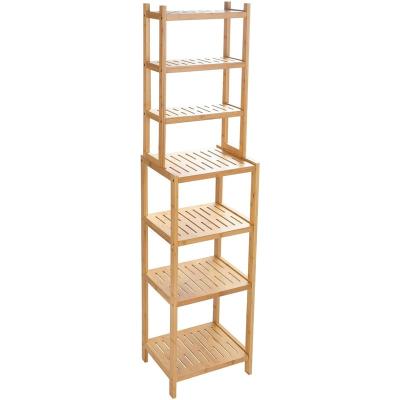 China Multifunctional 100% Sustainable Bamboo Bathroom Shelf Storage Rack For Home for sale