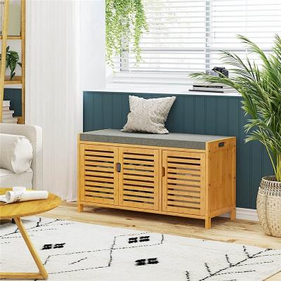 China Modern Bamboo Wooden Shower Bench Bathroom With Storage Shelf For Indoor And Outdoor for sale