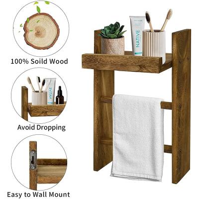 China Heater Floor Free Standing High Quality Wooden Bamboo Towel Rack With 3 Bars Shelf for sale