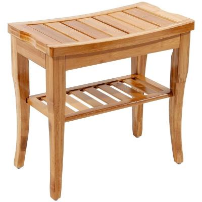 China Convertible Bamboo Wooden Kids Step Stool Bath Chair Storage Shelf Bench Organizer Rounded Corners for sale