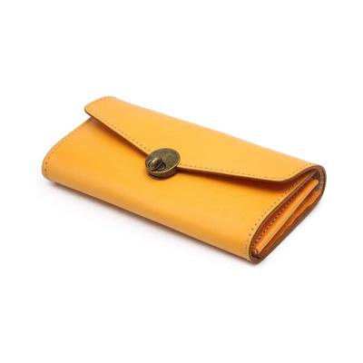 China Long Tanned Anti-theft Handmade Dyed Wallet Whip Storage Money Clip Organizer BR8163 Hand-stitched Slim Card Holder Leather Wallet for sale