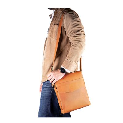 China Vintage Genuine Leather Tablets Messenger Shoulder Bag Computer Handmade Cross - Body Bag Laptops Large Capacity BR7292 for sale