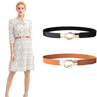 China Unique Fashion.Casual.Business Women's Skinny Elastic Waistband Leather Thin Belt For Dress BR8122 Custom Made for sale