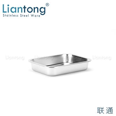 China Non Magnetic 201 Restaurants/Hotel/Home Rolled Edge Hotel Stainless Steel Material Pan Food Container Tray Cat Litter Box Rectangular Deep With Cover for sale