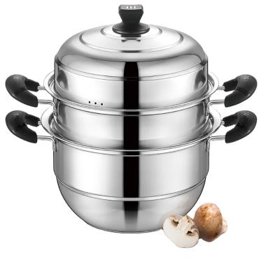 Κίνα Sustainable Factory Wholesale Stainless Steel SS410 Cooking Pot 3 Tier Steamer Pot 30cm 32cm 34cm 36cm προς πώληση