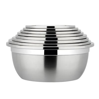 China Sustainable #201 Multi Size Stainless Steel Mirror Polishing Deep Mixing Bowl Salad Bowl for sale