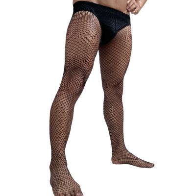 China Breathable sexy men's pantyhose wholesale transparent mesh stocking colorful net pantyhose for men body pantyhose for sale