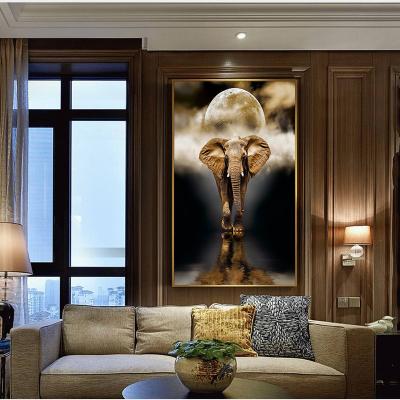 China Eco-friendly Material No View Retro Gold Elephant Oil Paintings Wall Art Animal Posters Prints On Canvas Painting For Living Room Home Decor for sale