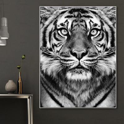 China The Eco-friendly Material Wall Art Canvas Painting Black White Tiger Photo Nordic Posters And Prints Decoration Wall Pictures For Living Room Living Room for sale