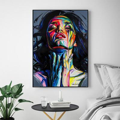 China Eco-friendly Material Abstract Street Art Woman Face Graffiti Oil Painting On Canvas Posters And Prints Wall Art For Living Room Decor Watercolor for sale