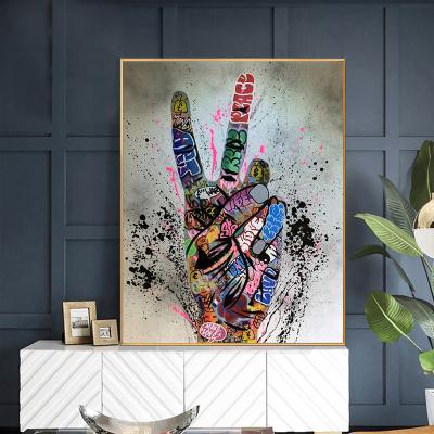 China Eco-friendly Material Graffiti Victory Picture Wall Art Poster And Print Cartoon Canvas Painting For Living Room Home Decoration No Frame for sale