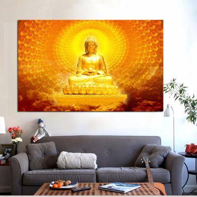 China Eco-friendly Material Gold Wall Art Canvas Buddhism Portrait Paintings Of Color Buddha On The Wall Buddhism Cuadros Poster Featured For Living Room for sale