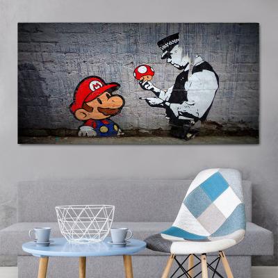 China Eco-friendly Material Art Pictures For Living Room Home Decor Mario Art Painting Oil Painting Canvas Graffiti Painting And Print Wall Decor for sale