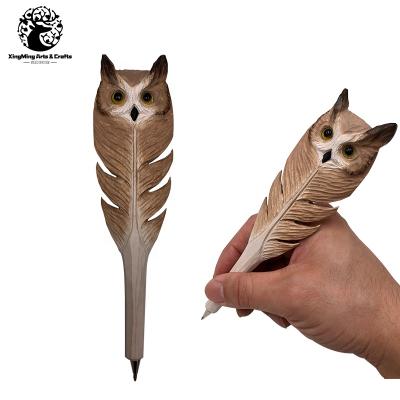 China Cheap Europe and America Wooden Animal Pens Hand - 2D Owl Shape Carved and Painted Wooden Pens for Gift Souvenir for sale