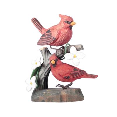 China 2020 Europe and America New Product Wooden Christmas Decoration Bird Red Cardinal for sale