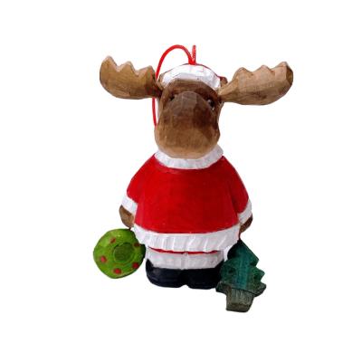 China Europe and America Christmas Handmade Wooden Moose Ornaments Christmas Tree Decorations at Stock for Gift for sale