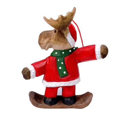 China Europe and America Hot Sale 3D Christmas Moose Ornaments Handmade Wooden Crafts Hanging Gift for sale