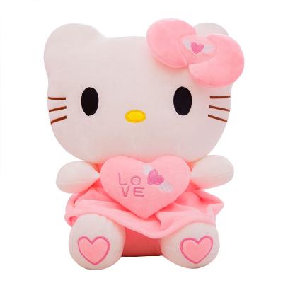 China Wholesale High Quality Lovely Hello Kitty Cat With Heart Pink Cat Kawaii Girls Gift Plush Toy for sale