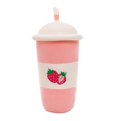 China Lovely Gift Wholesale Cheap Soft Stuffed Bubble Tea Strawberry Milk Tea Doll Fruit Tea Pillow Form Toys For Kids Birthday Gift for sale